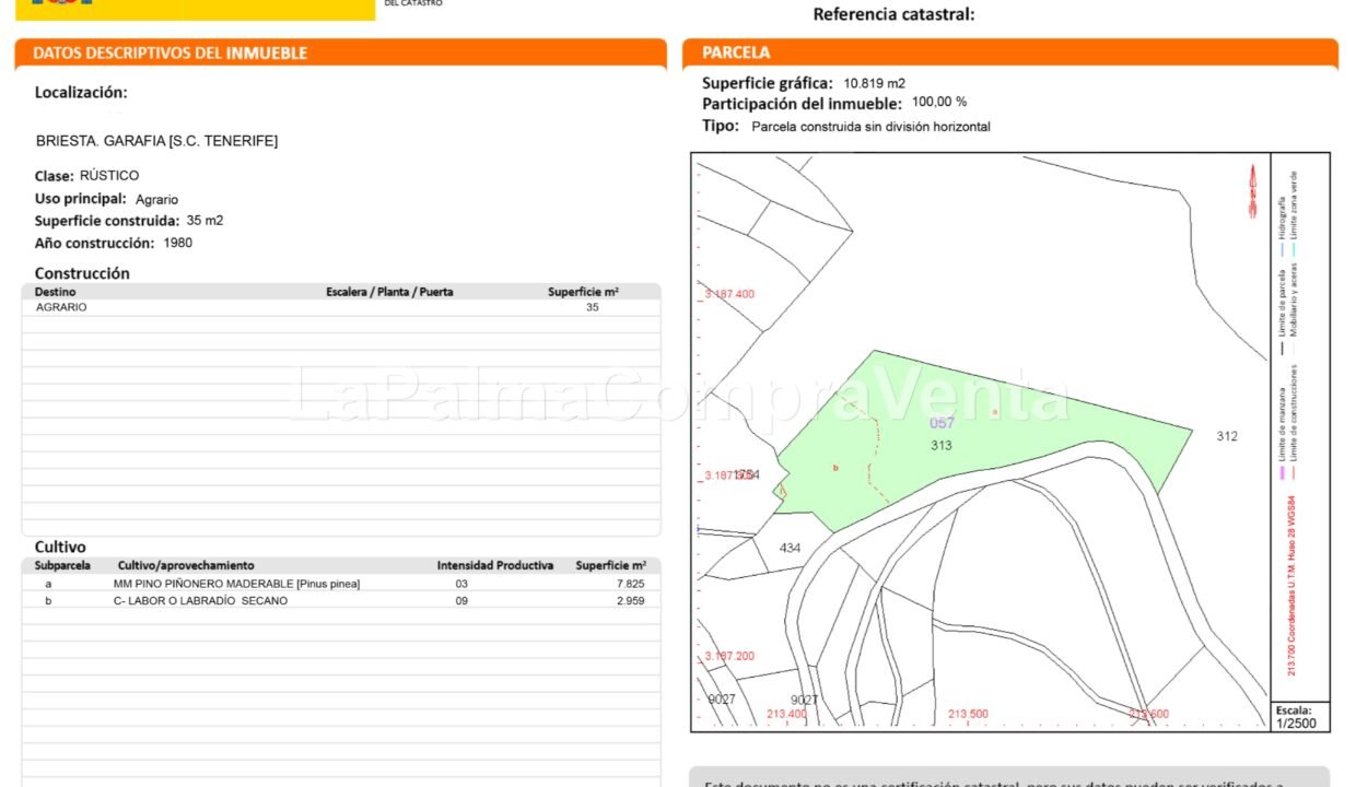 Certificación Descriptiva y Gráfica Catastral 38016A0570031300