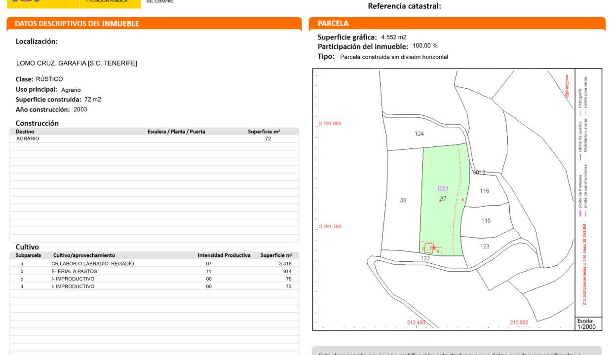 Certificación Descriptiva y Gráfica Catastral 38016A0310003700