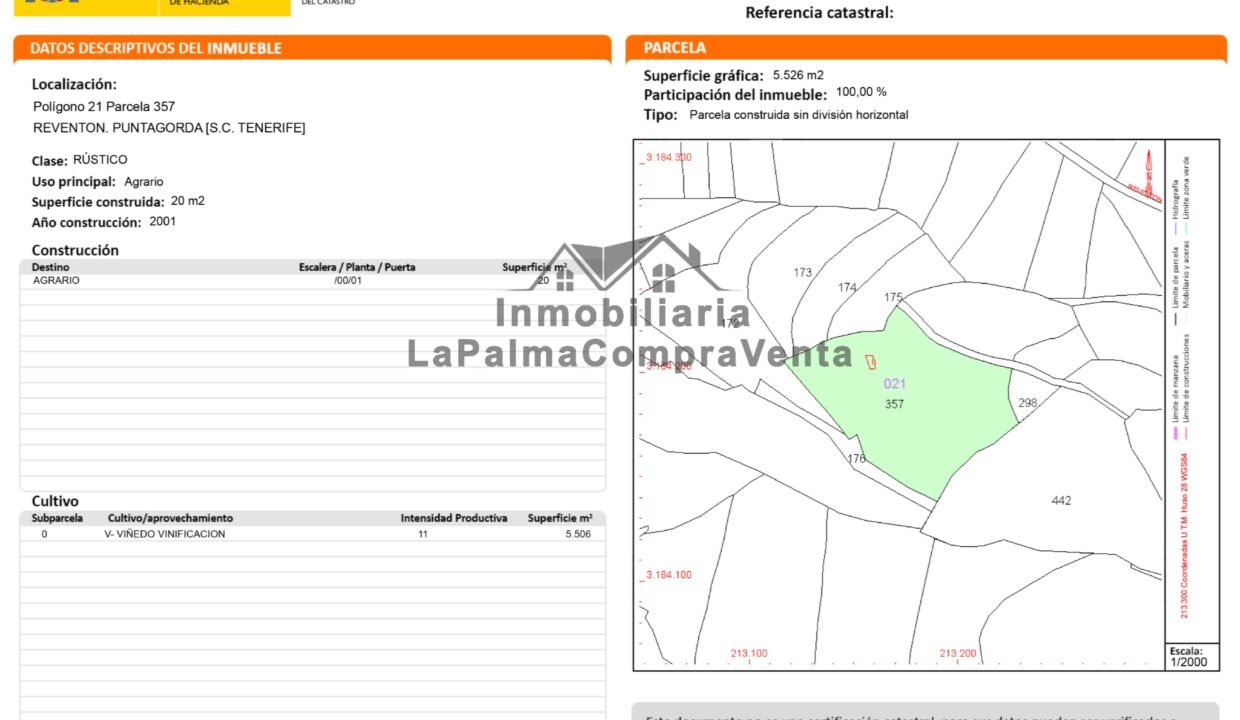 Certificación Descriptiva y Gráfica Catastral 38029A021003