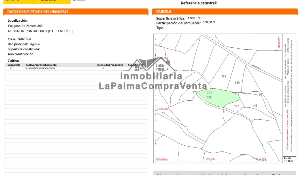 Certificación Descriptiva y Gráfica Catastral 38029A021003