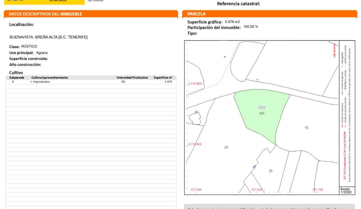 Certificación Descriptiva y Gráfica Catastral 38008A0030014700