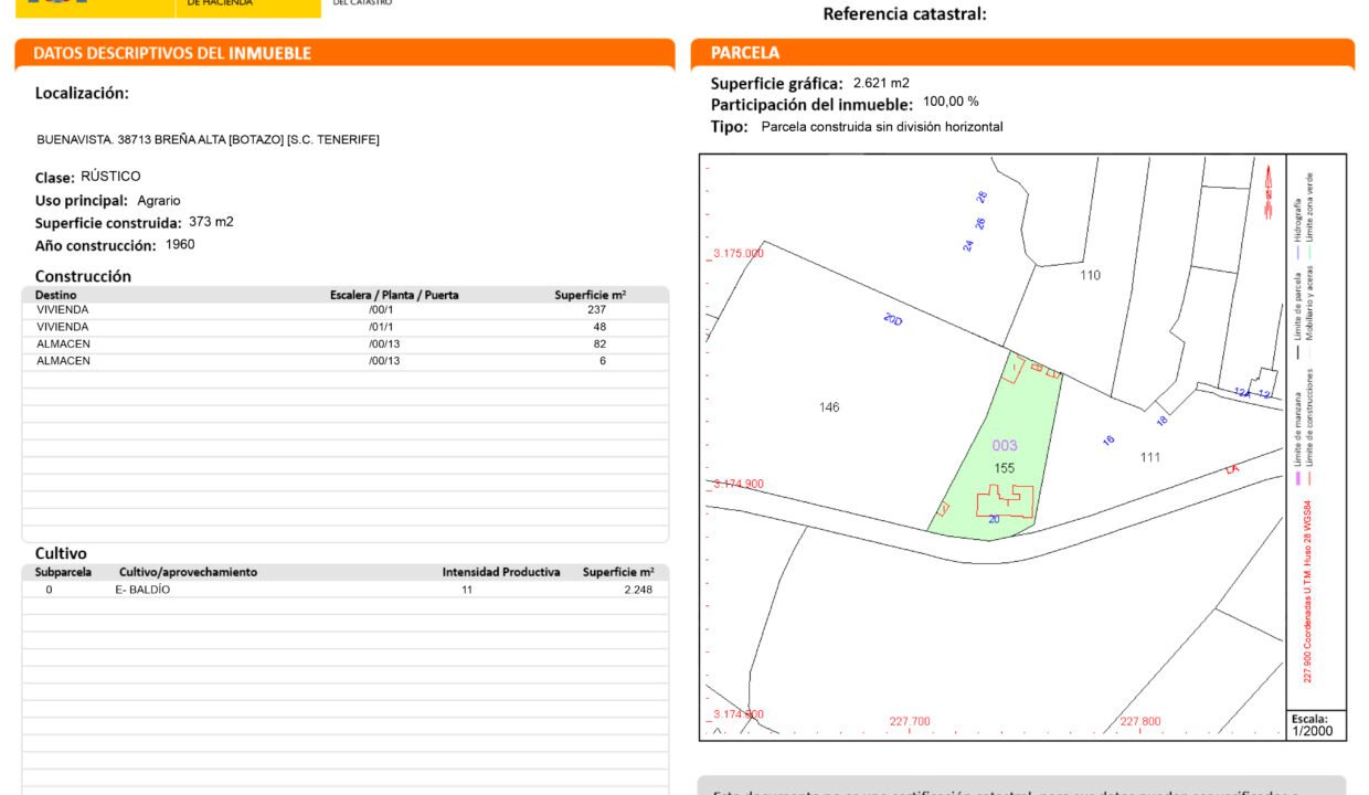 Certificación Descriptiva y Gráfica Catastral 38008A0030015500