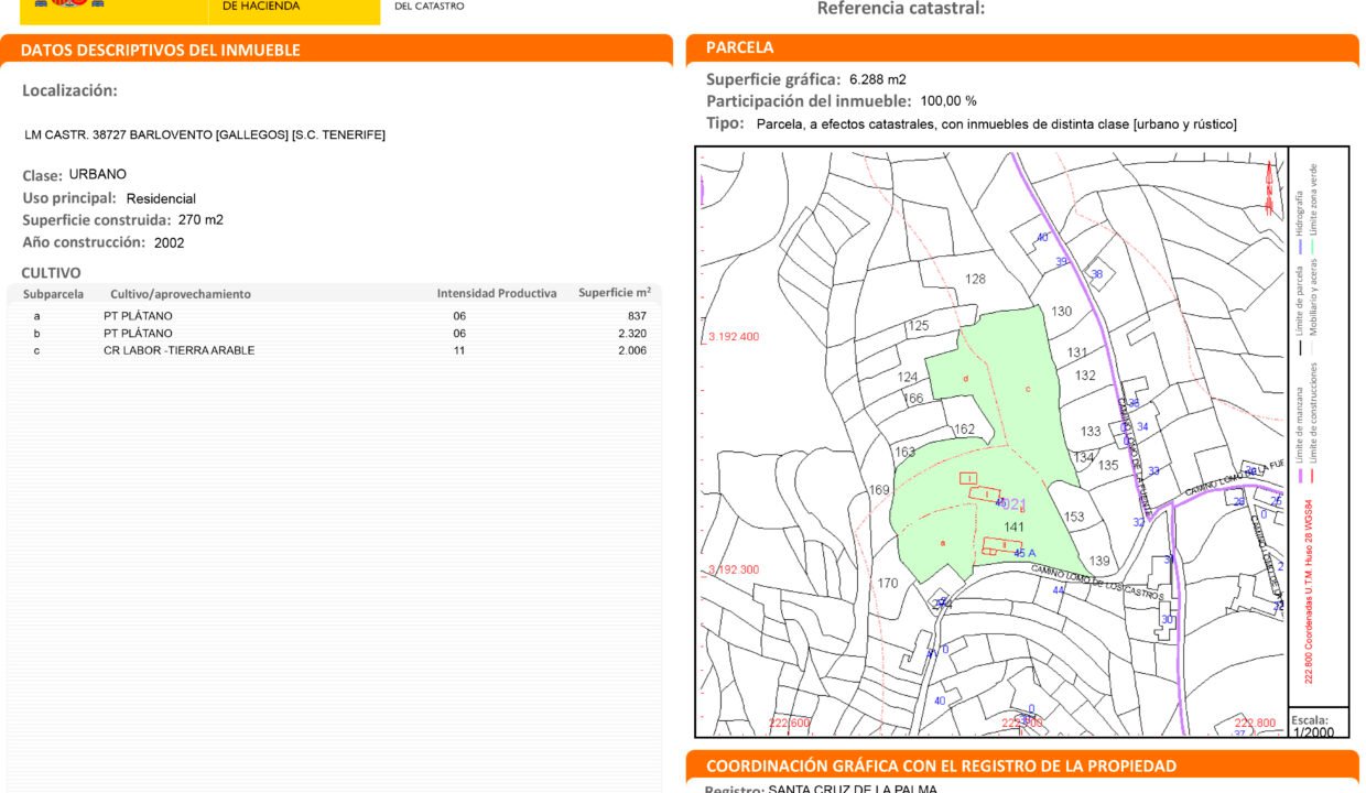 Certificación Descriptiva y Gráfica Catastral 38007A0210014100