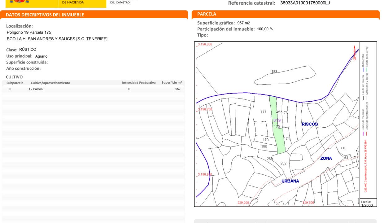 Certificación Descriptiva y Gráfica Catastral 38033A0190017500